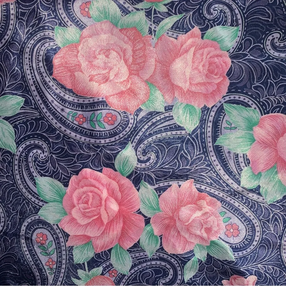 s a t i n :: Silky Floral 3pc Set Satin Robe Shorts Camisole - Picture 12 of 13